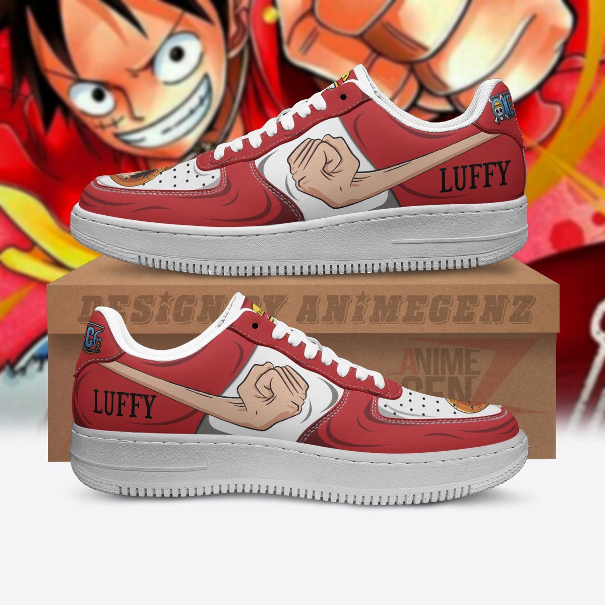 One Piece Lufffy Punch Air Sneakers Custom Anime Shoes