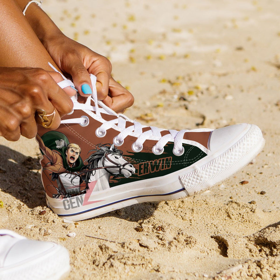 Attack On Titan Erwin Smith High Top Shoes Custom Anime Sneakers