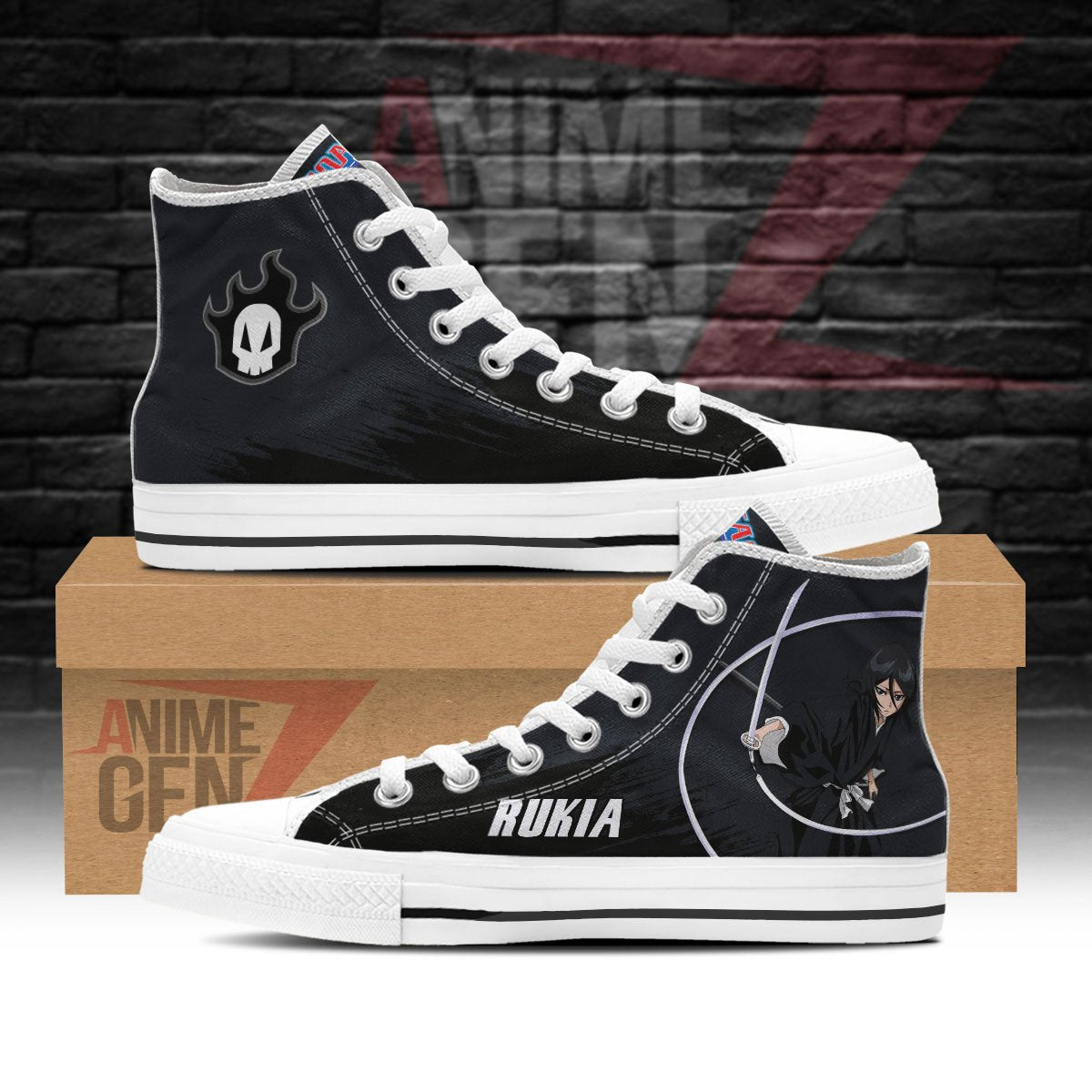 Bleach Rukia Kuchiki High Top Shoes Custom Anime Sneakers