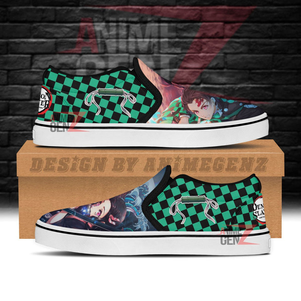 Demon Slayers Tanjiro Nezuko Slip-on Shoes Custom Anime Sneakers