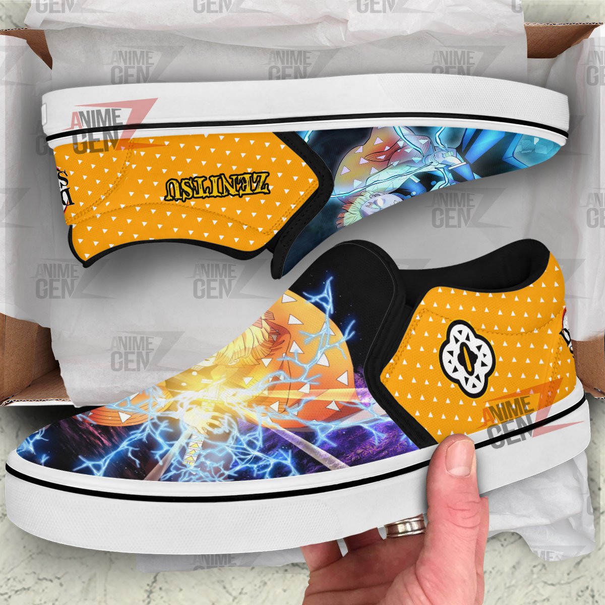 Demon Slayers Zenitsu Slip-on Shoes Custom Anime Sneakers