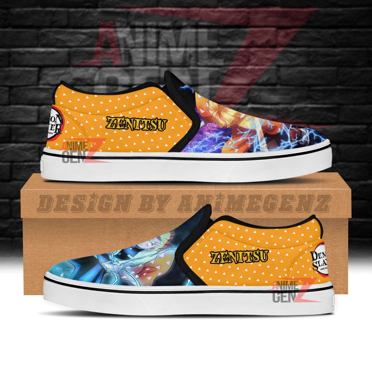 Demon Slayers Zenitsu Slip-on Shoes Custom Anime Sneakers