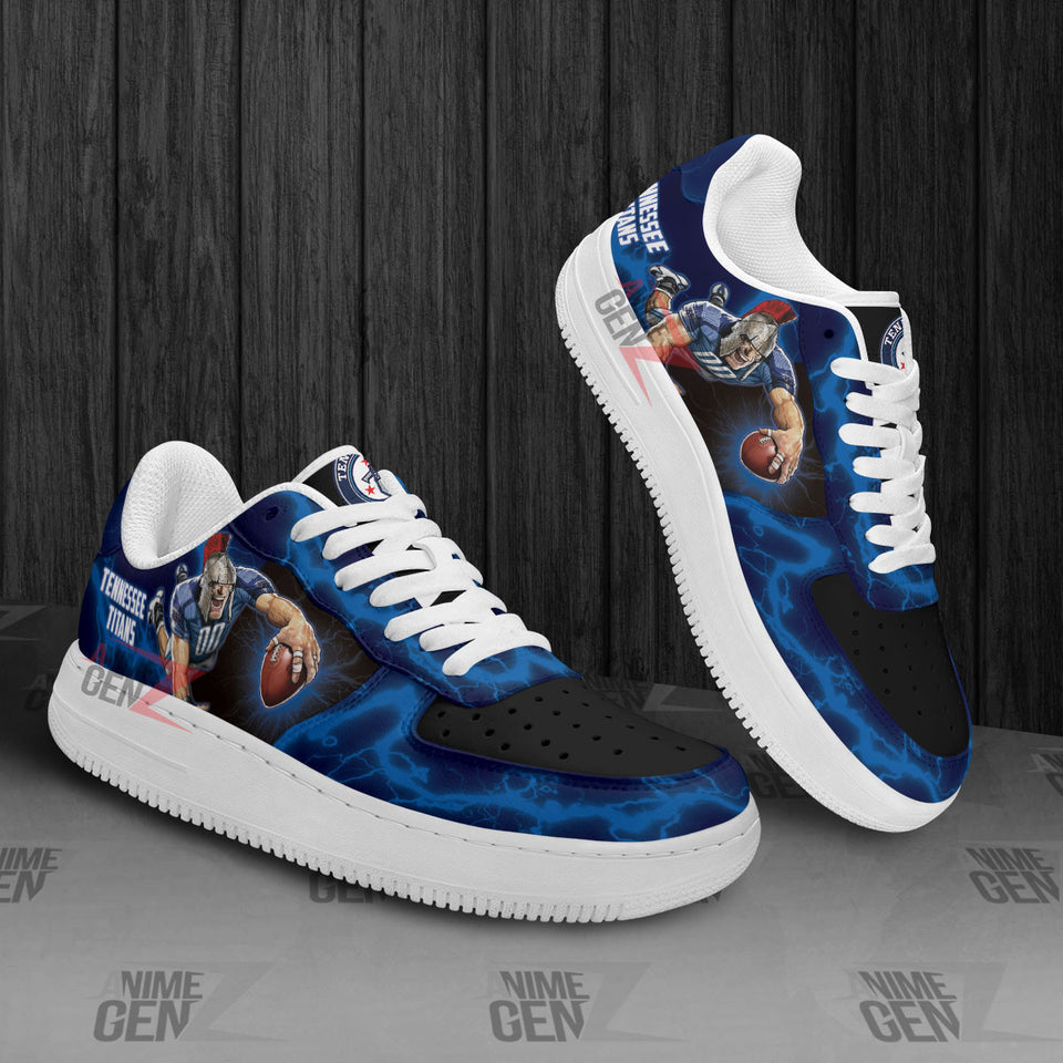 Tennessee Titans Air Sneakers Mascot Thunder Style Custom NFL Sport Shoes